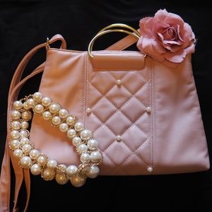 Pink Pearl Vegan Soft Leather Shoulder Strap Purse